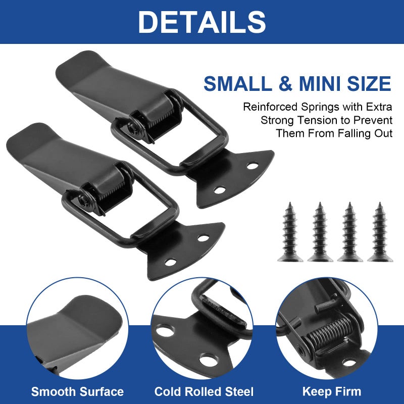 LifCratms 4Pcs Spring Loaded Toggle Latch  3.5"" Black Metal Toggle Latch Catch Hasps Clamp Clip with Screws for Wooden Box  Case  Chest  Cabinet - Image 4
